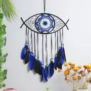Evil Eye Dream Catcher Handmade | Nazar Protection Wall Hanging | Boho Feather Decor | Spiritual Good Luck Charm | Bedroom Home Decor Gift