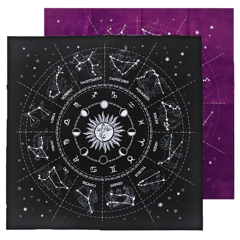 Astrology Tarot Reading Cloth — Zodiac Spread Mat for Love & Career Guidance
