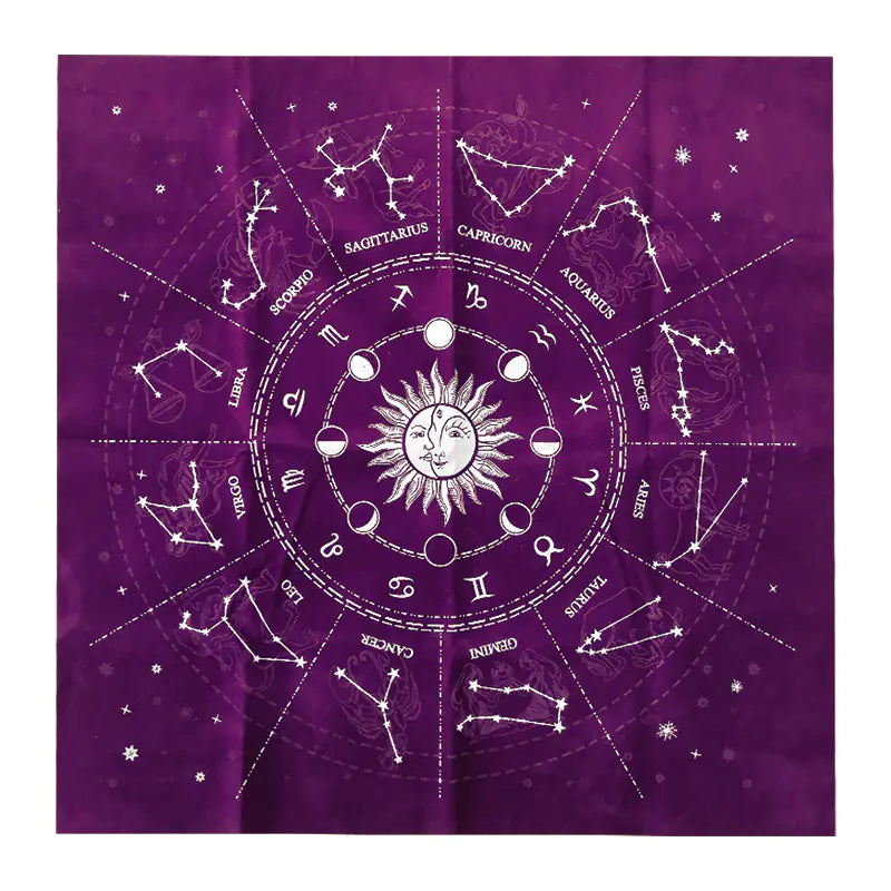 Astrology Tarot Reading Cloth — Zodiac Spread Mat for Love & Career Guidance