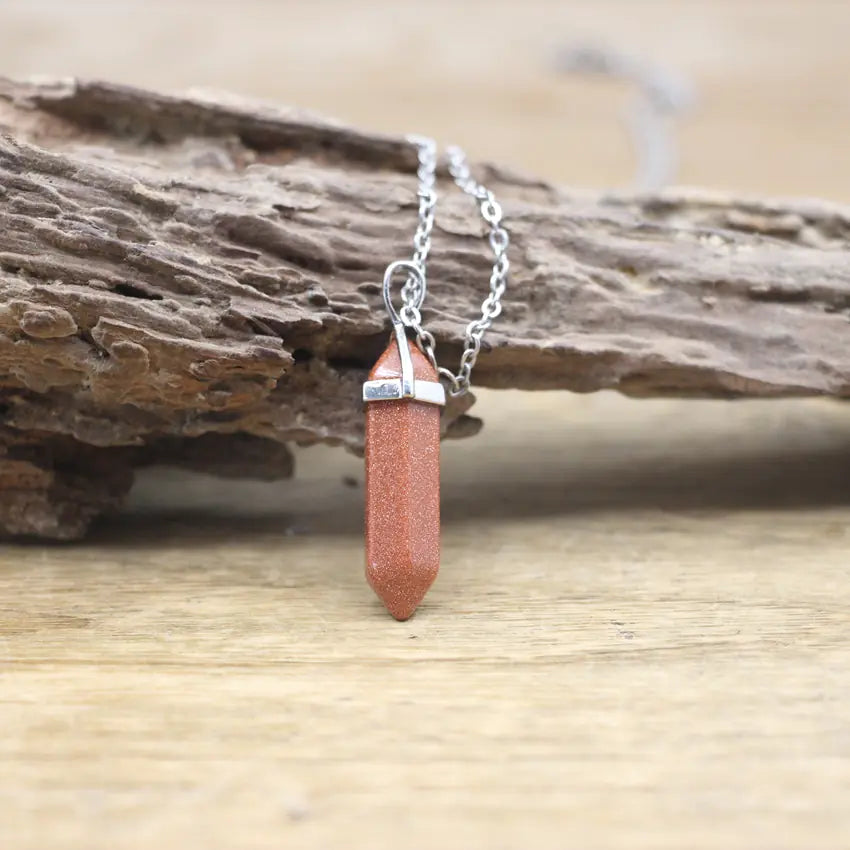 Natural Stone Hexagonal Point Pendants Healing Jewelry