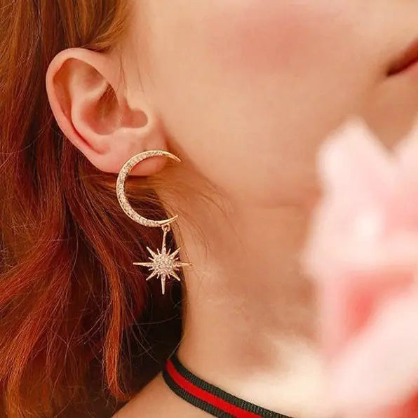 Moon Zircon Star Earrings