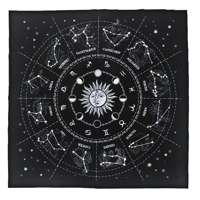 Astrology Tarot Reading Cloth — Zodiac Spread Mat for Love & Career Guidance