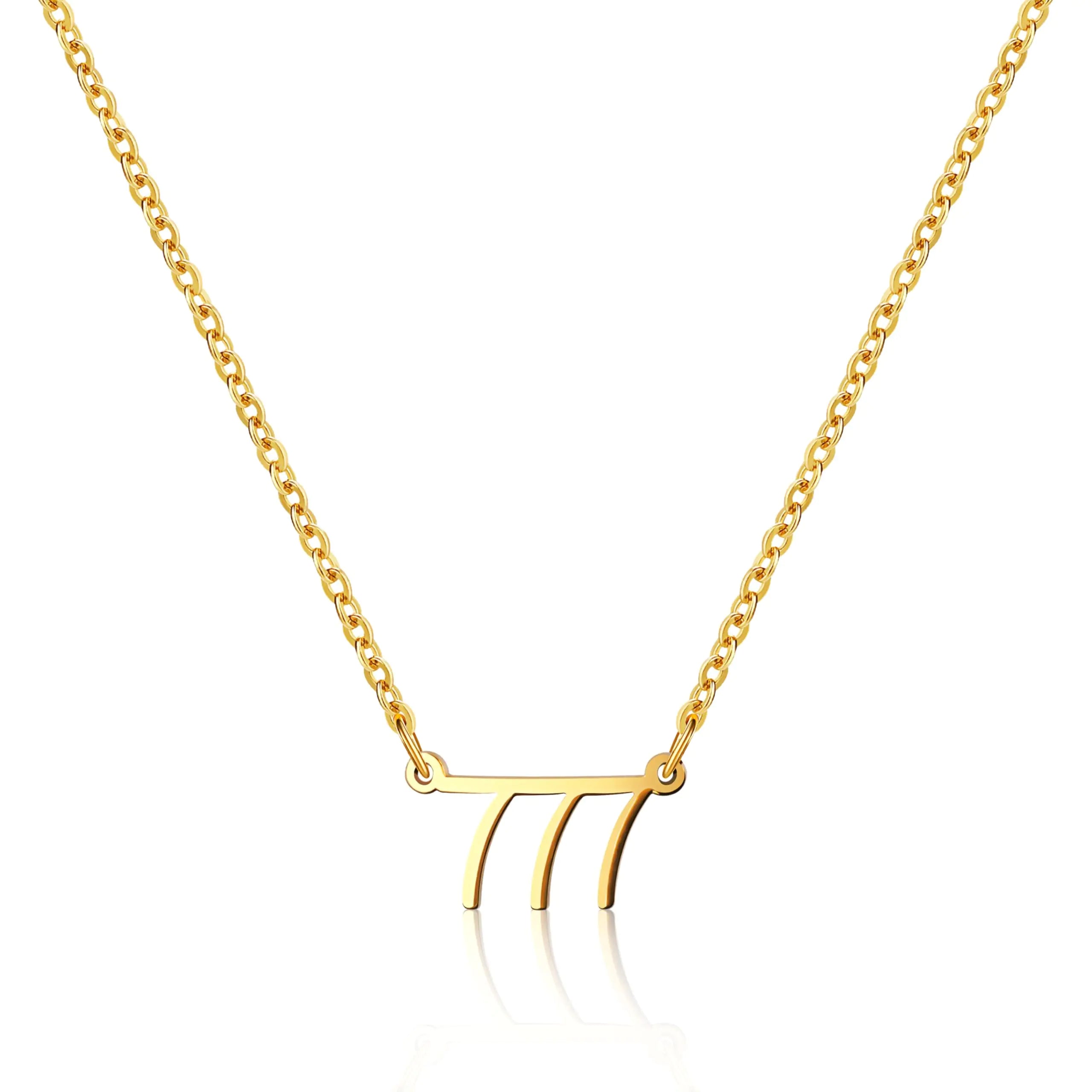 Angel Numbers Necklace - Numerology Necklace- Beautiful Symbol of Guidance Inspiration Manifestation and Law of Attraction. Number necklace for women. Waterproof Gold Non Tarnish Jewelry. 777