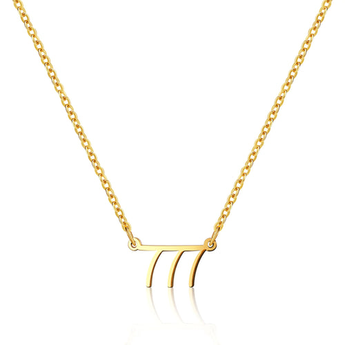 Angel Numbers Necklace - Numerology Necklace- Beautiful Symbol of Guidance Inspiration Manifestation and Law of Attraction. Number necklace for women. Waterproof Gold Non Tarnish Jewelry. 777