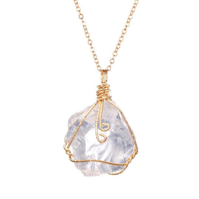 Raw Crystal Chakra Pendant Necklace