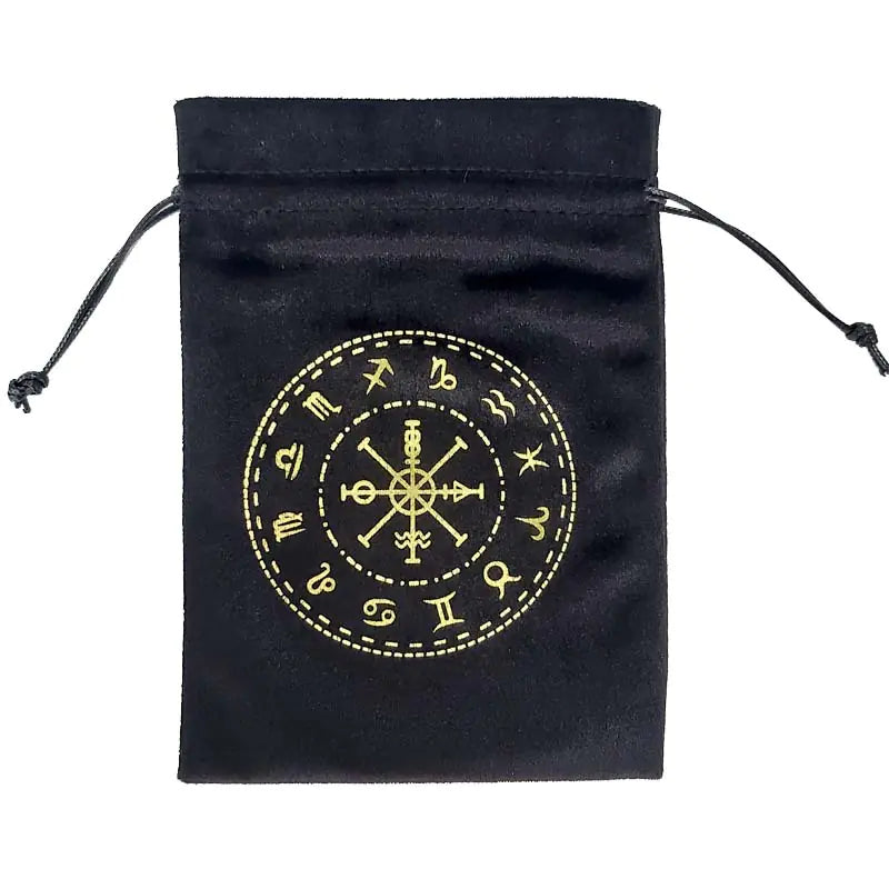 Velvet Tarot Card Bag — Valknut Norse Symbol Drawstring Pouch