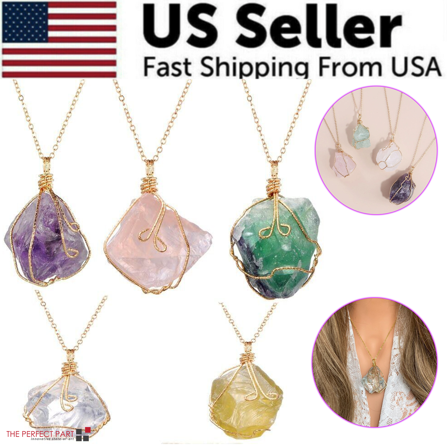 Raw Crystal Chakra Pendant Necklace