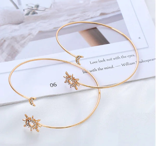 Fashionable Adjustable Metal Sun Moon Bracelet for Women