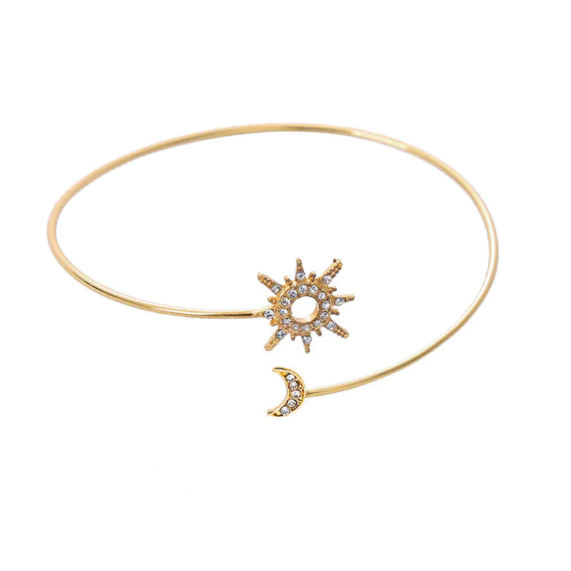 Fashionable Adjustable Metal Sun Moon Bracelet for Women