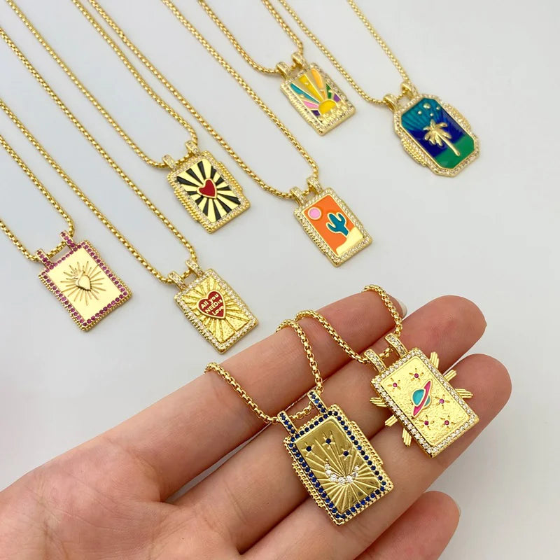 Gilded Tarot Card Pendant Necklace | Gold Major Arcana Charm | Spiritual Jewelry Gift | Mystical Fortune Teller Accessory