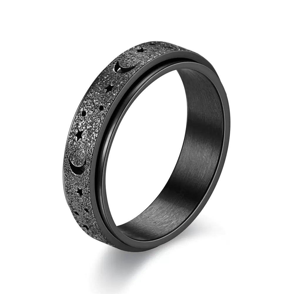 Hollow Star and Moon Rotating Ring