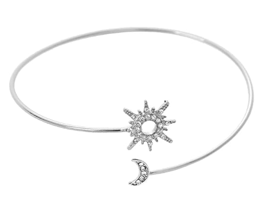 Fashionable Adjustable Metal Sun Moon Bracelet for Women