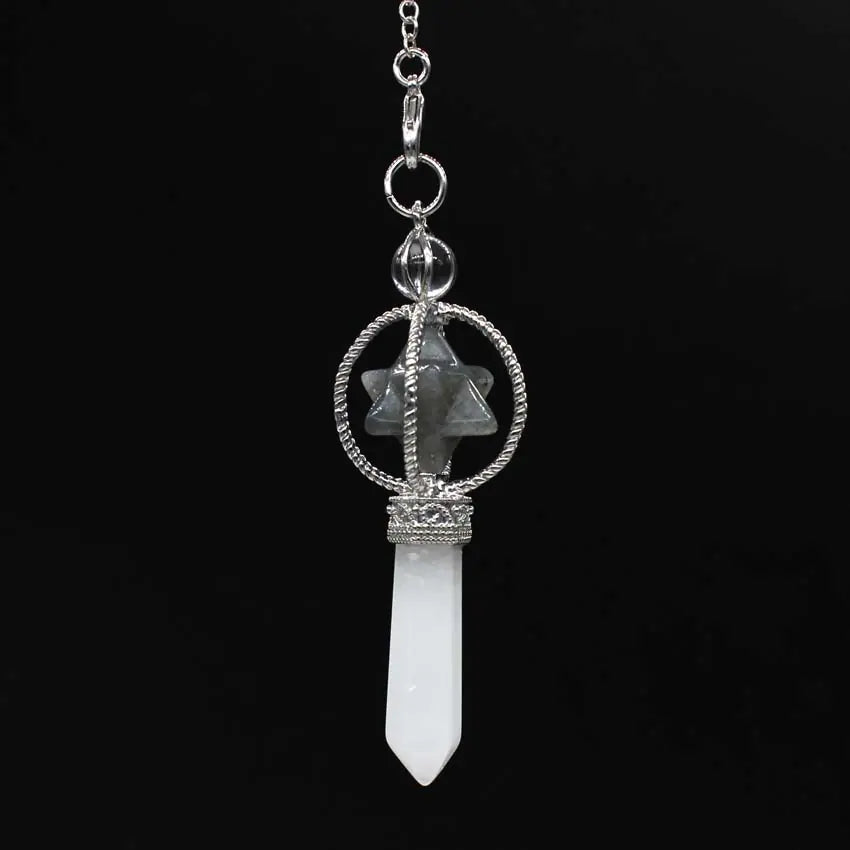 Rotating Merkaba Crystal Pendant | Sacred Geometry Energy Necklace | Natural Gemstone Healing Jewelry