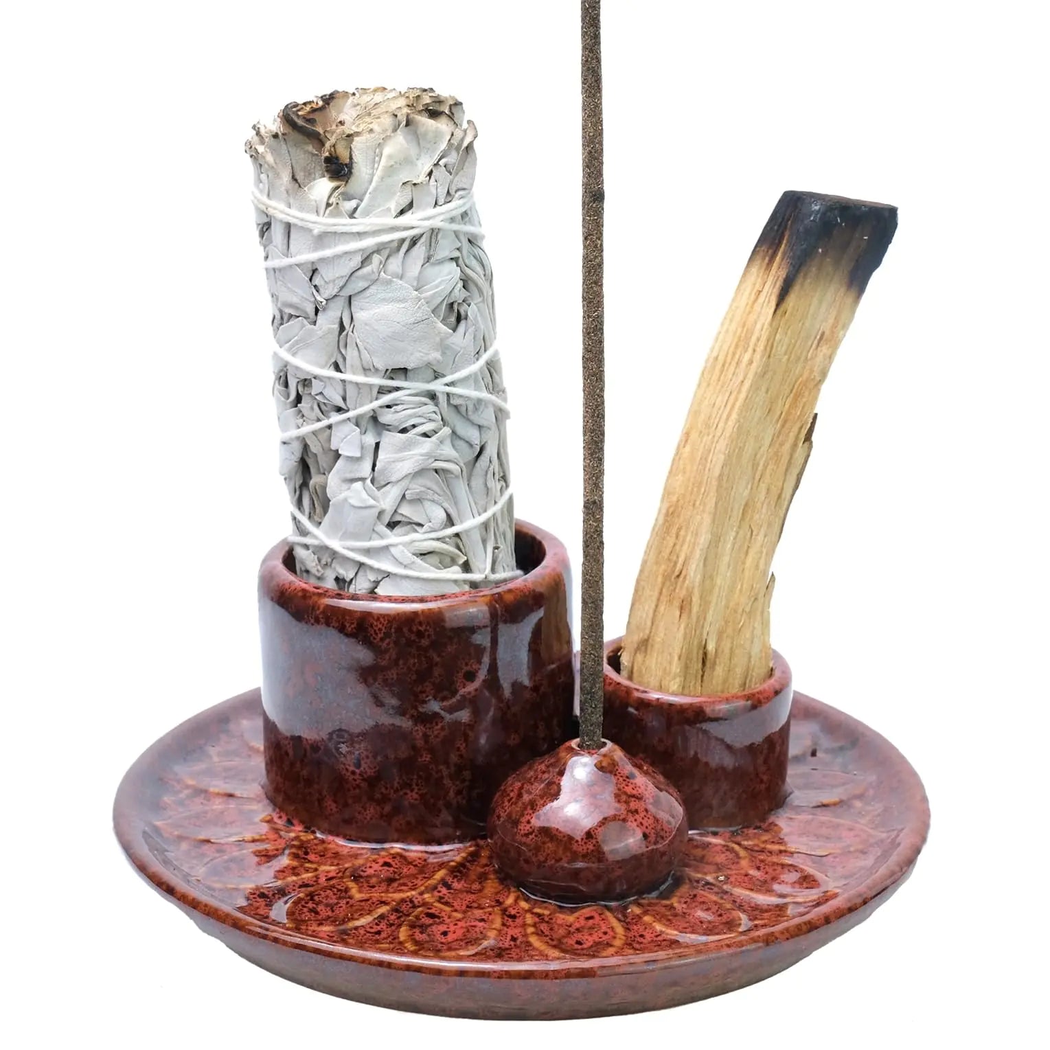 Ceramic 4-in-1 Ritual Burner — Incense, Sage, Palo Santo & Candle Holder