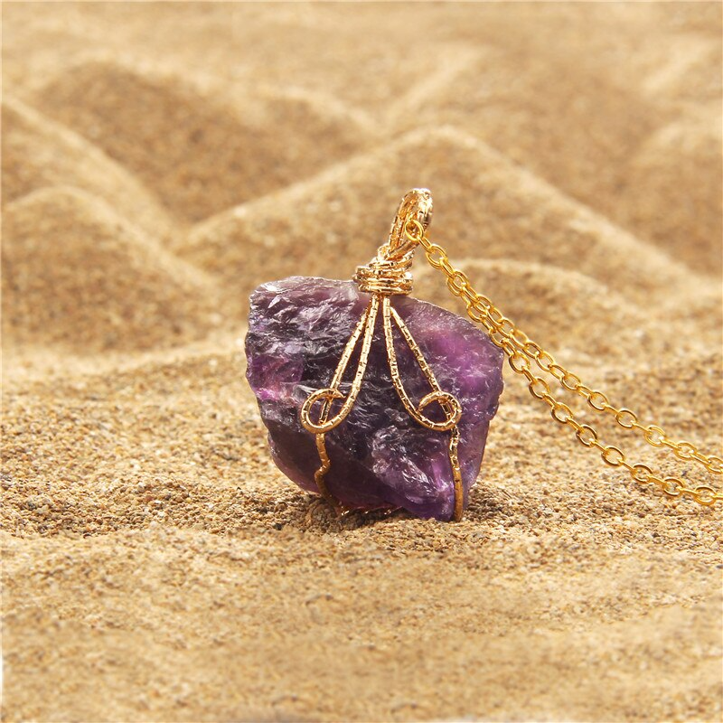 Raw Crystal Chakra Pendant Necklace