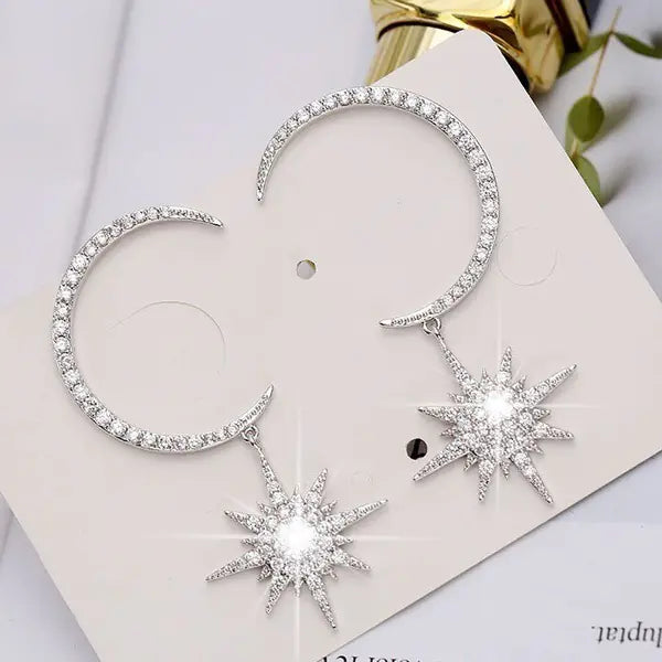 Moon Zircon Star Earrings