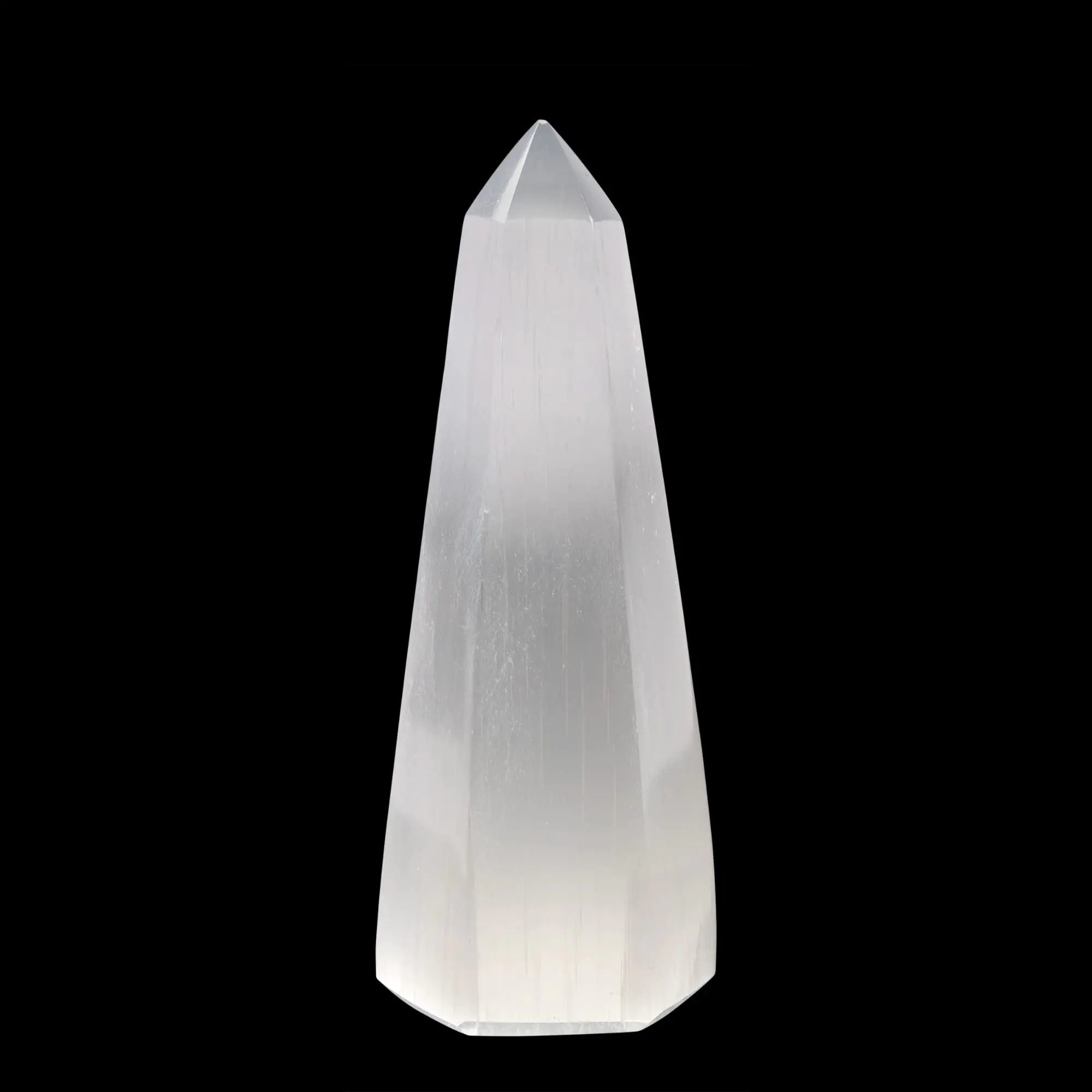 WISH WELL Selenite Obelisk Point – 4” Selenite Crystal Tower – Mined and Crafted in Morocco – Ideal for Cleansing and Recharging Crystals and Healing Stones Meditation and Home Decor