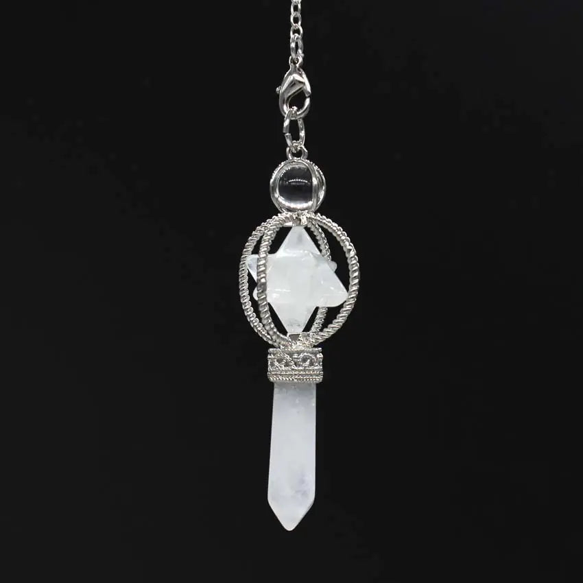 Rotating Merkaba Crystal Pendant | Sacred Geometry Energy Necklace | Natural Gemstone Healing Jewelry