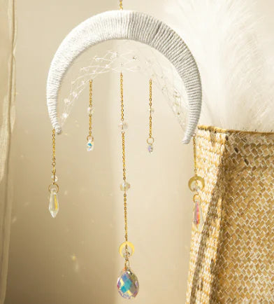 Mystical Moon Crystal Suncatcher — Rainbow Prism Window Hanging