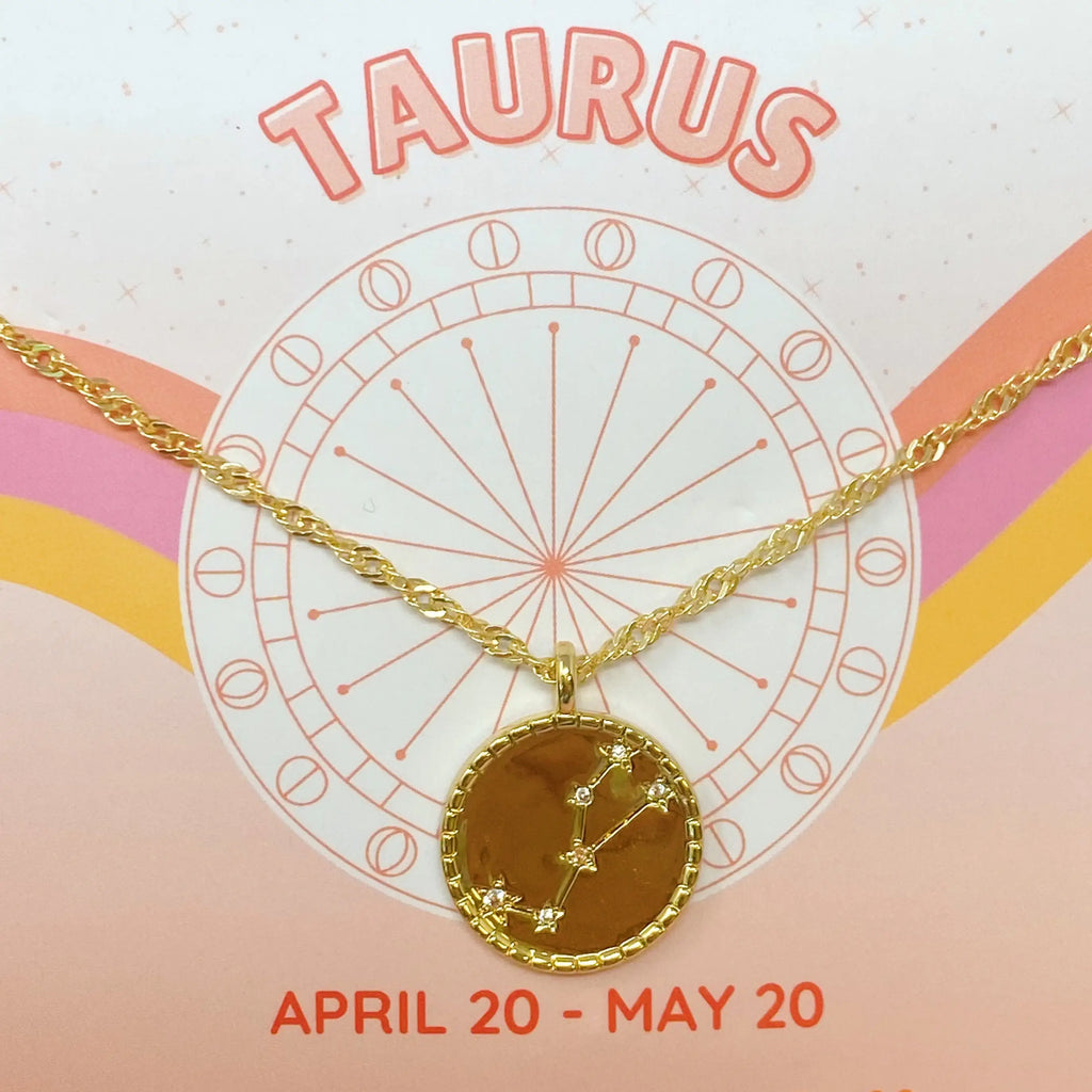 Zodiac Constellation Necklace | Gold-Plated Astrology Pendant | All 12 Signs Available | Celestial Jewelry
