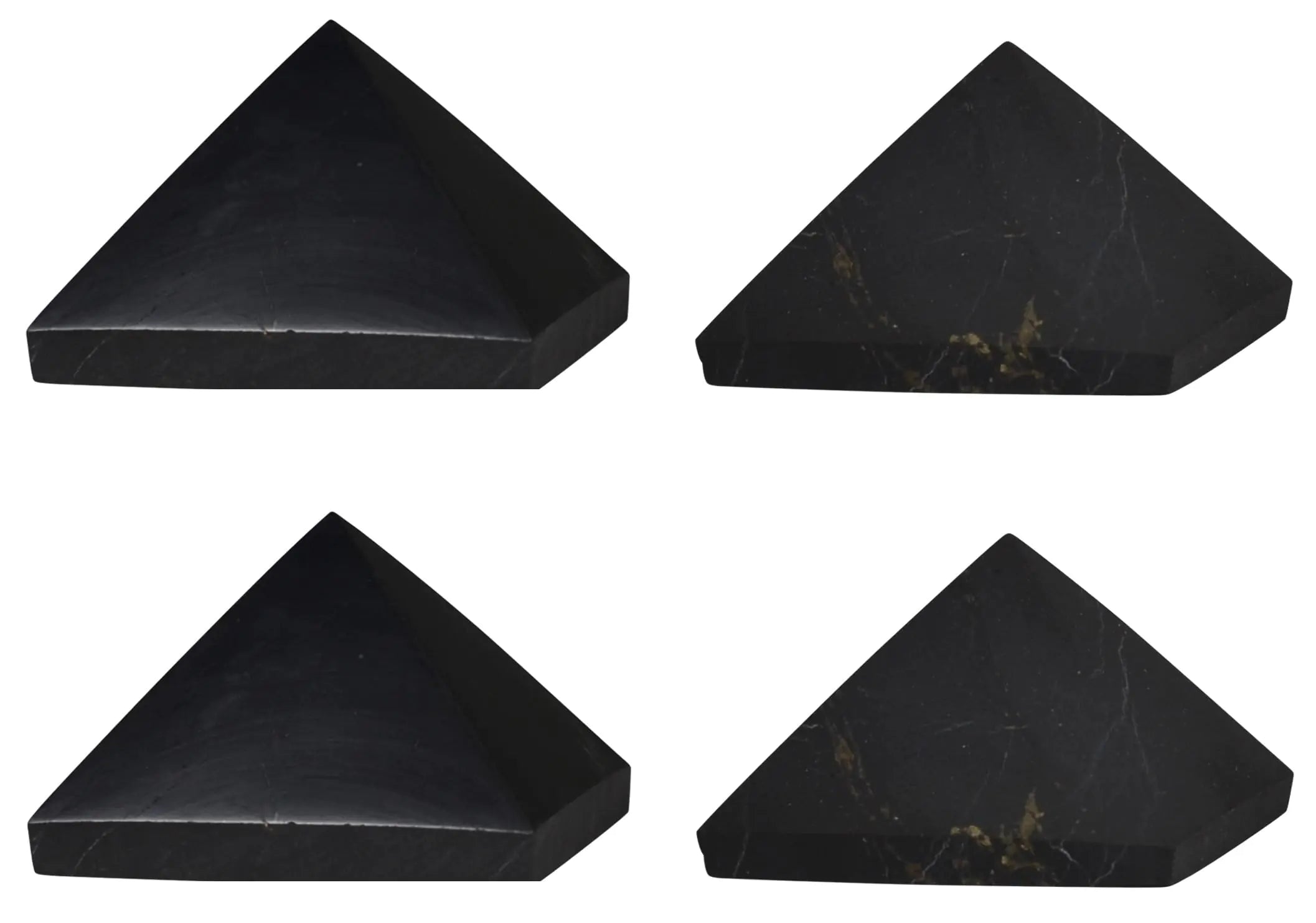 Shungite Pyramid Set 4pc | Authentic Karelian Stone | EMF Protection Crystals | Grounding Energy | Home Office Desk Decor | Meditation Reiki