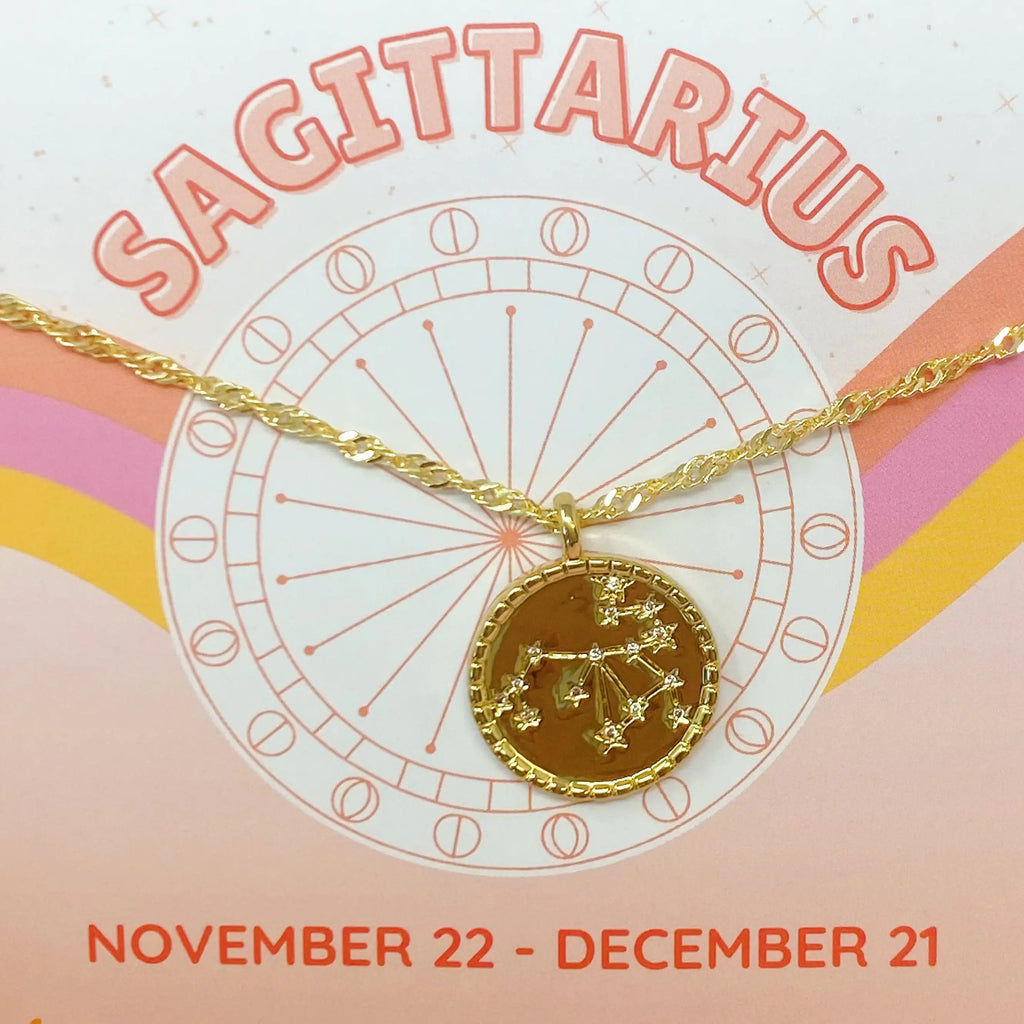 Zodiac Constellation Necklace | Gold-Plated Astrology Pendant | All 12 Signs Available | Celestial Jewelry
