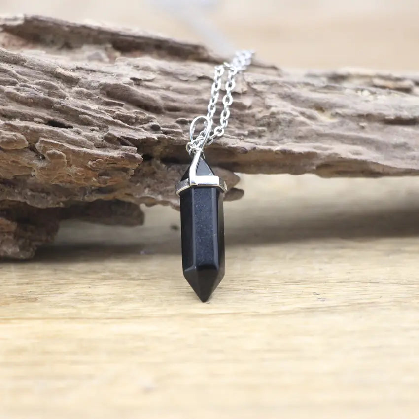 Natural Stone Hexagonal Point Pendants Healing Jewelry