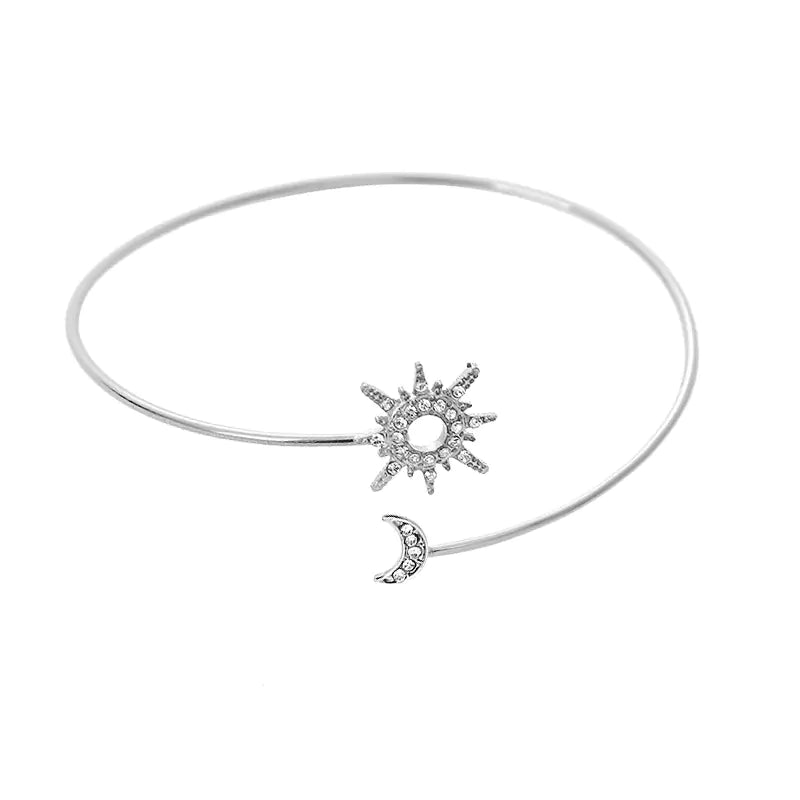 Fashionable Adjustable Metal Sun Moon Bracelet for Women