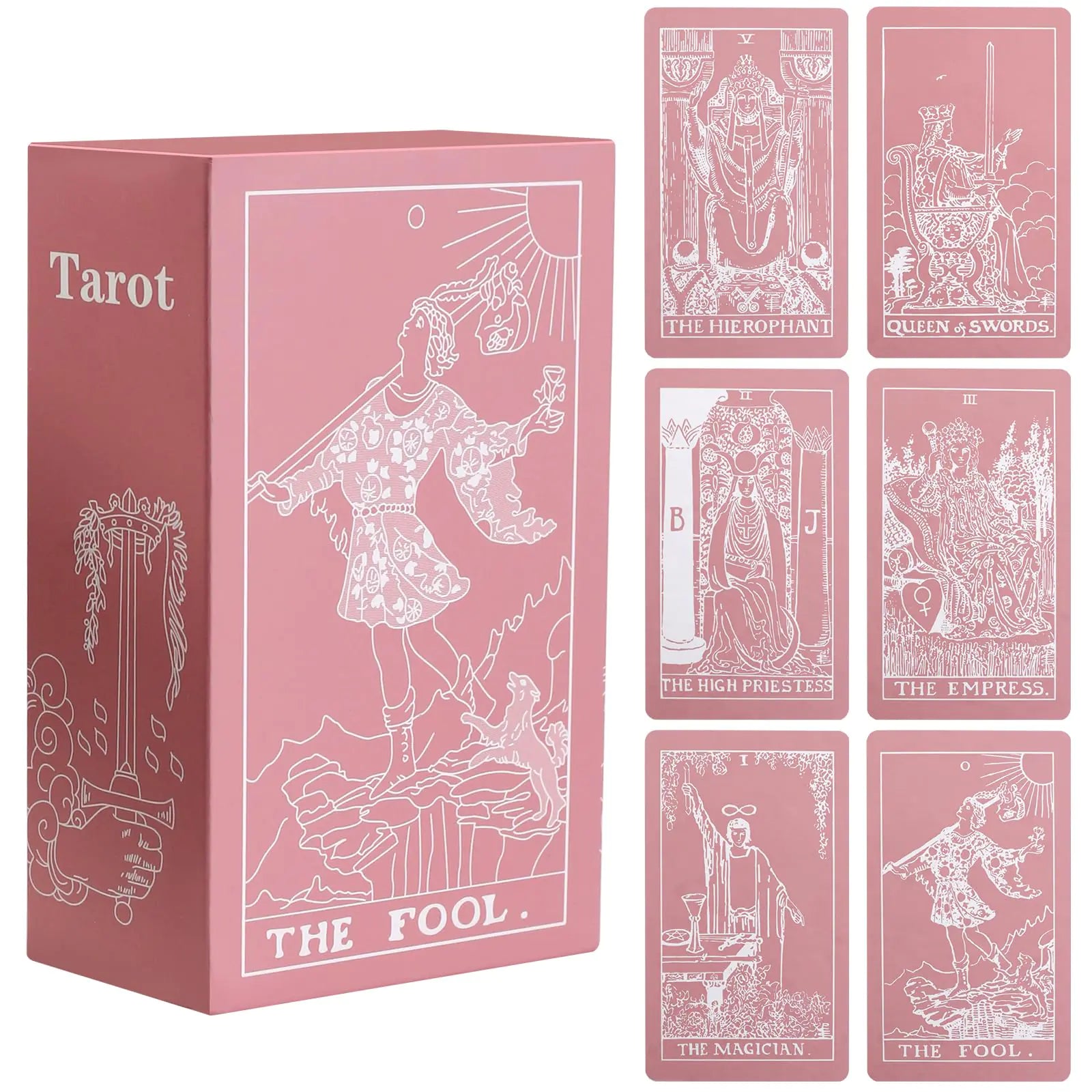 Pink Tarot Cards Deck with Guidebook | 78 Card Beginner Set | Includes Velvet Pouch | Rider Waite Style | Divination Oracle Cards | Spiritual Gift