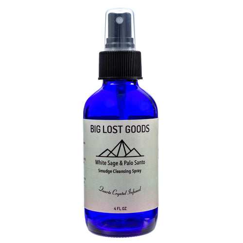 Big Lost Goods White Sage & Palo Santo Smudge Spray. Use for smokeless smudging Energy Cleansing and Protection. 4 oz Bottles Handmade and Blended from Pure and Organic Essential Oils and Crystal