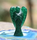 Green Aventurine Gemstone Guardian Angel Healing Crystal Hand Carved Pocket Angel Figurine - Crystals for Positive Energy Handmade Mini Statue for Love Peace & Healing Natural Gemstone Figurine