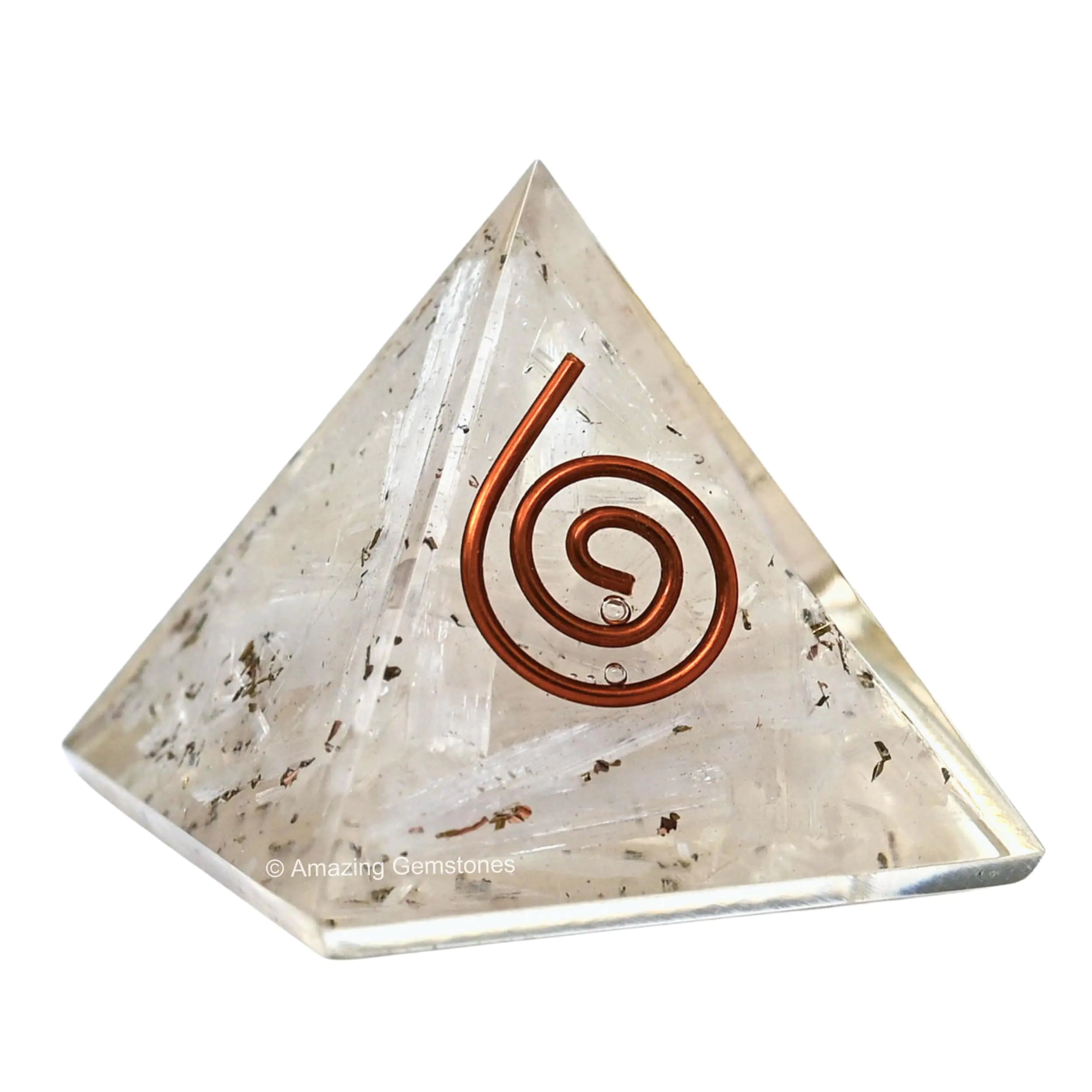 Selenite Orgone Pyramid - 30mm Small Orgonite Pyramids with Crystals and Healing Stones - Authentic Organite Gifts