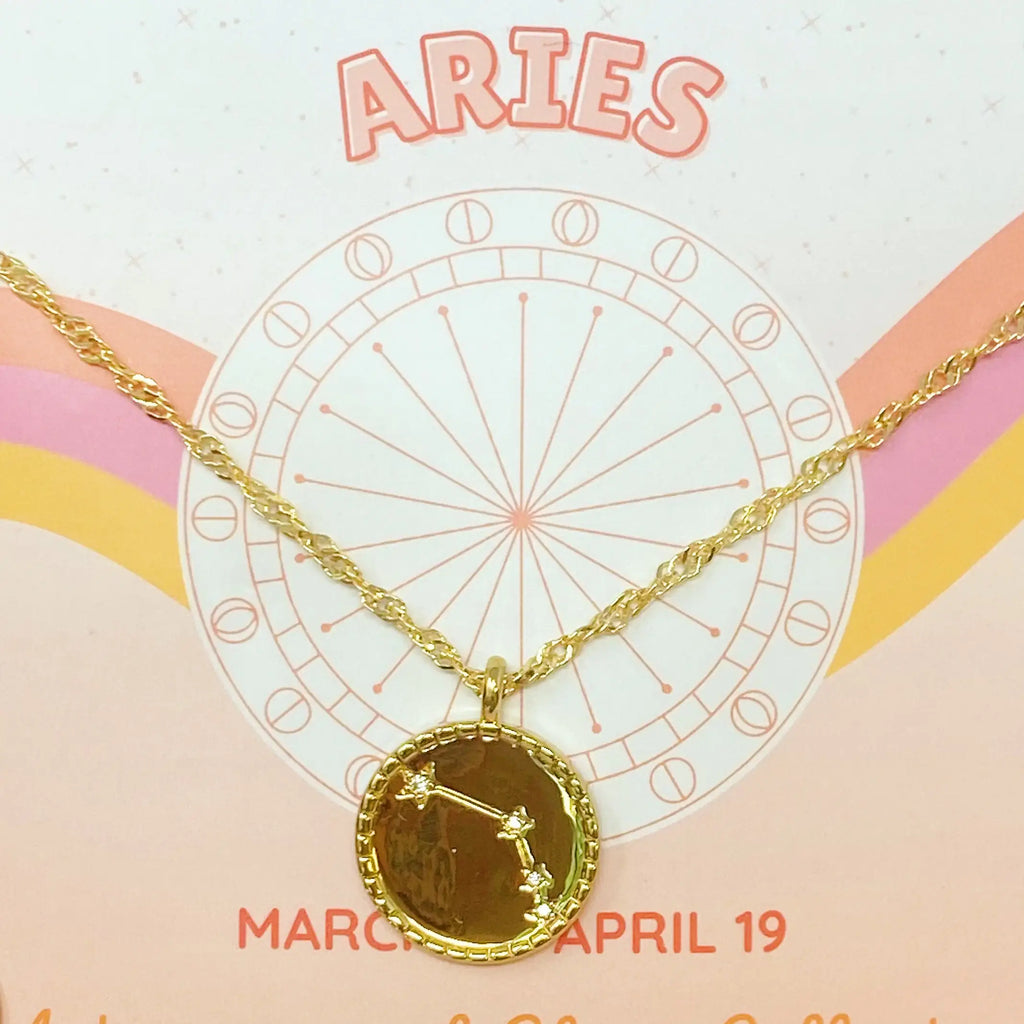 Zodiac Constellation Necklace | Gold-Plated Astrology Pendant | All 12 Signs Available | Celestial Jewelry