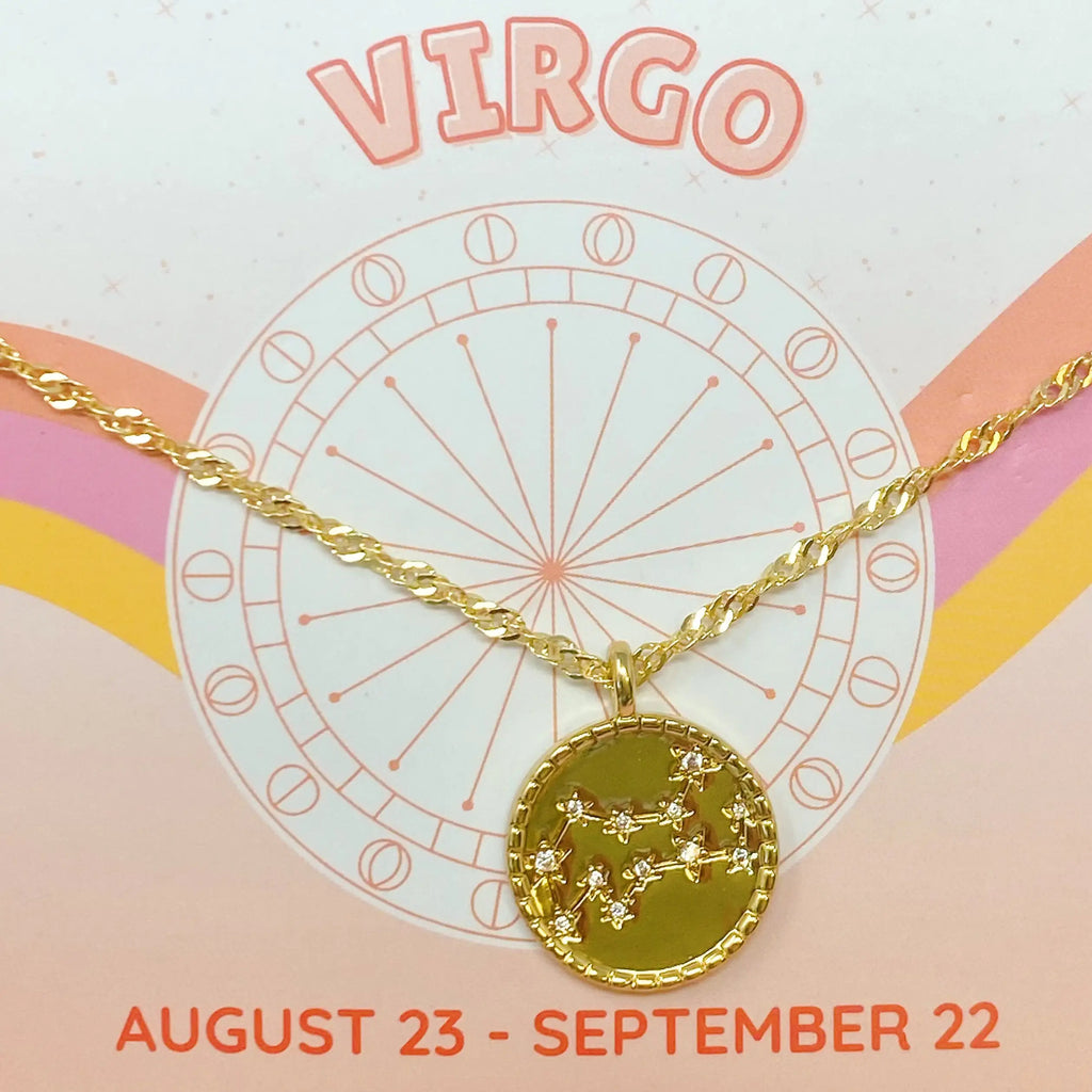 Zodiac Constellation Necklace | Gold-Plated Astrology Pendant | All 12 Signs Available | Celestial Jewelry