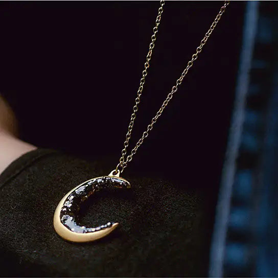 Amber Crescent Moon Necklace