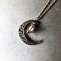 Halloween Hollow Moon Necklace with Heart Birdcage Pendant