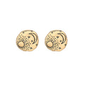 Celestial Star & Moon Stud Earrings — Antique Gold Silver Textured Studs