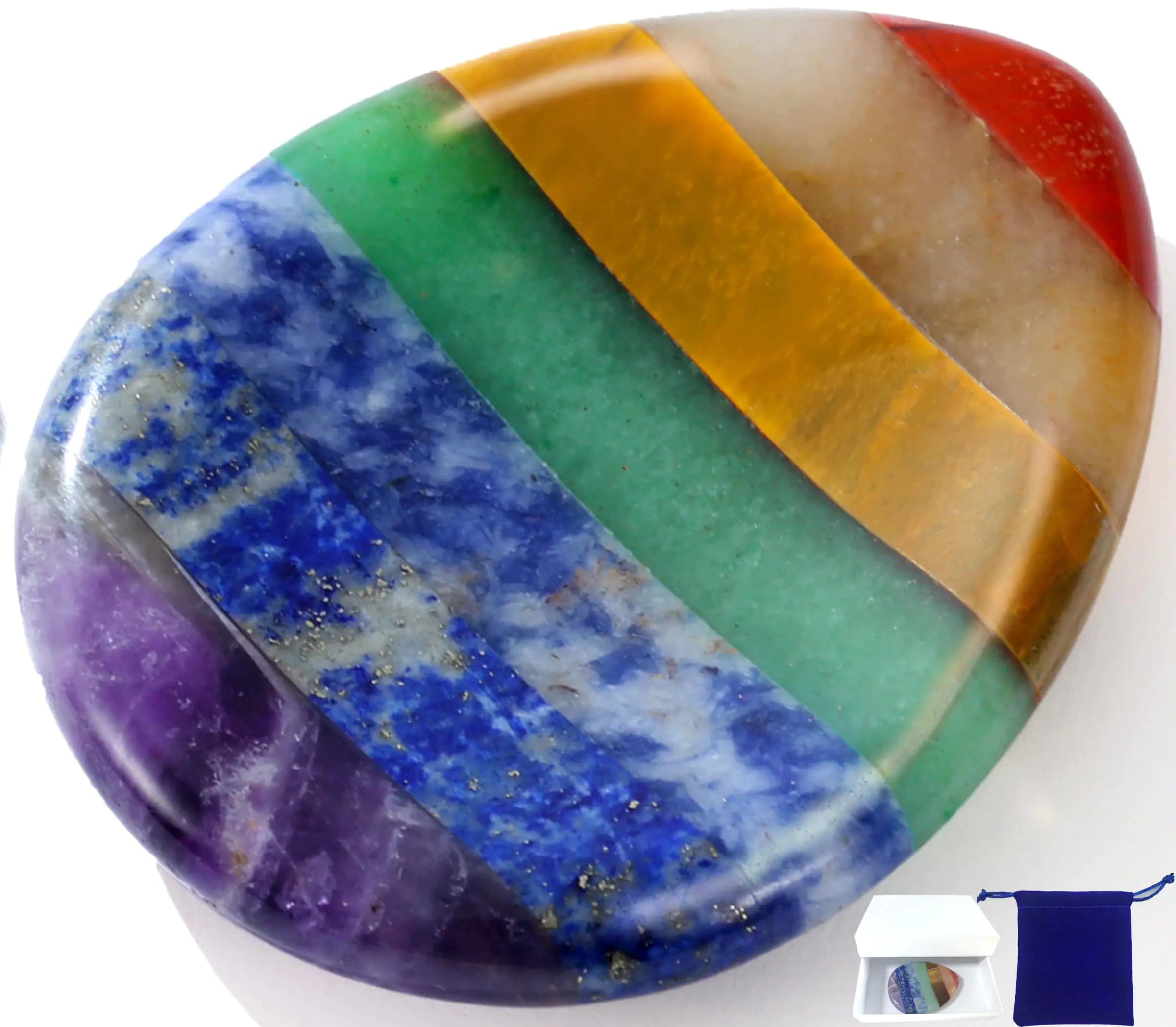 NUKAYAI Thumb Worry Stone for Anxiety 7Chakra Teardorp Crystals Healing Stones Meditation Accessories Calm Mental Health Gifts Real Natural Hand Carved Spiritual Decor Anxiety Depression Relief Items