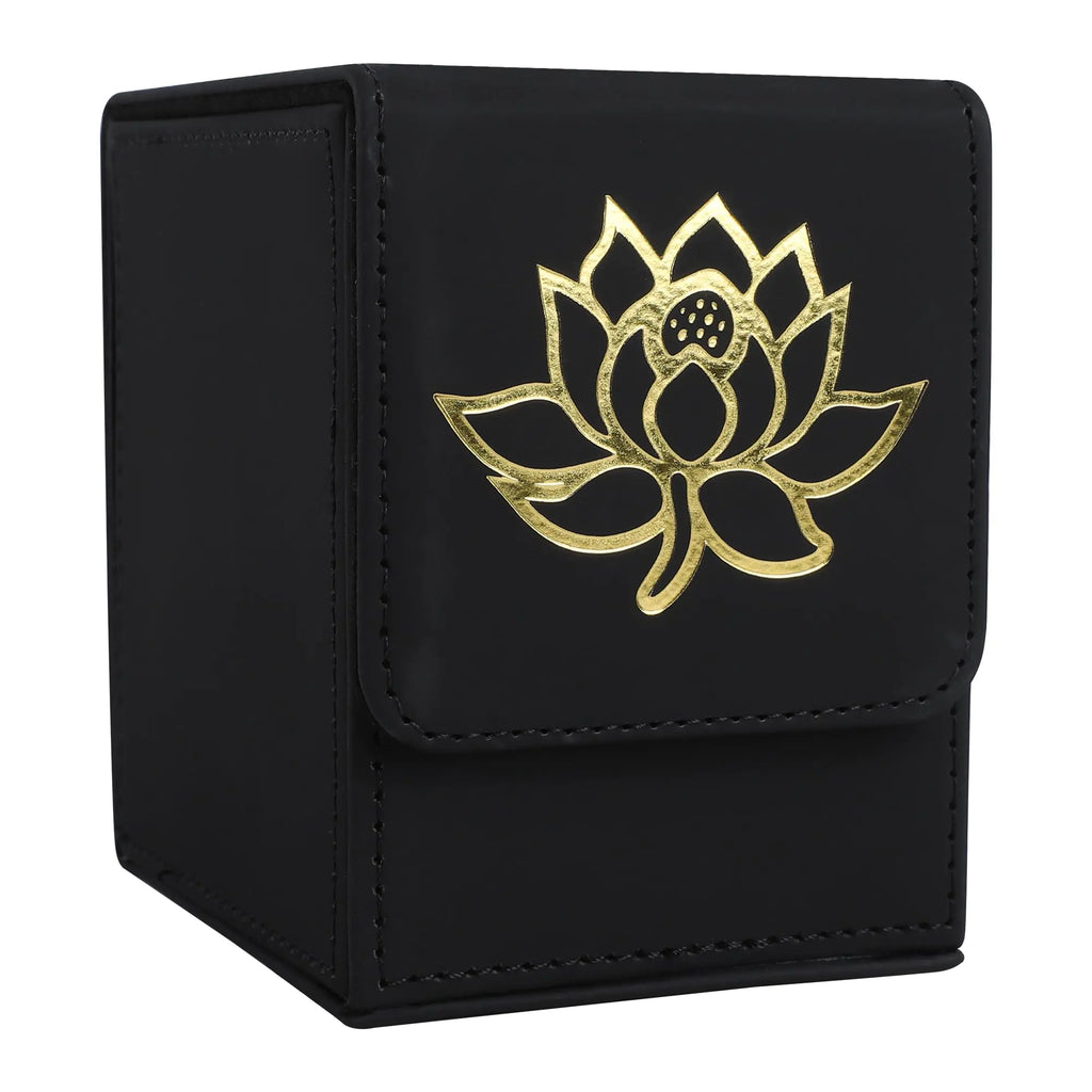 Golden Lotus Card Deck Box — Premium PU Leather with Magnetic Closure (100+ Cards)