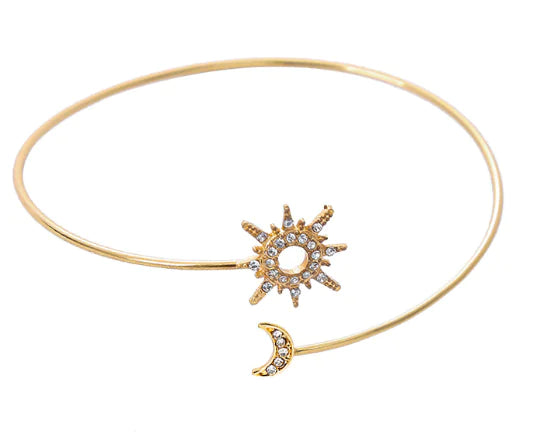 Fashionable Adjustable Metal Sun Moon Bracelet for Women