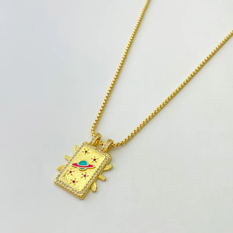Gilded Tarot Card Pendant Necklace | Gold Major Arcana Charm | Spiritual Jewelry Gift | Mystical Fortune Teller Accessory