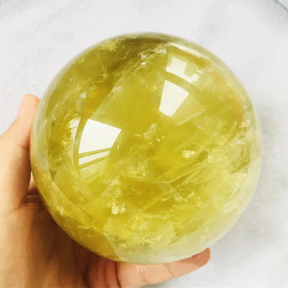 Natural Crystal Ball Orange Moonstone Polished Divination Ball Decorative Sphere with Wood Stand Healing Crystals Ball Healing Stone (Topaz 60-70mm)