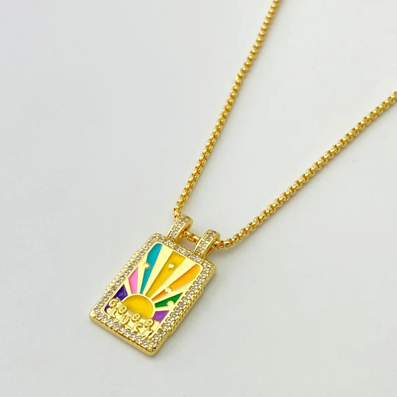 Gilded Tarot Card Pendant Necklace | Gold Major Arcana Charm | Spiritual Jewelry Gift | Mystical Fortune Teller Accessory
