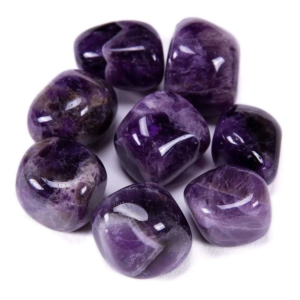 Bingcute Brazilian Tumbled Polished Natural Amethyst Stones 1/2 Ib for Wicca Reiki and Energy Crystal Healing (Amethyst)