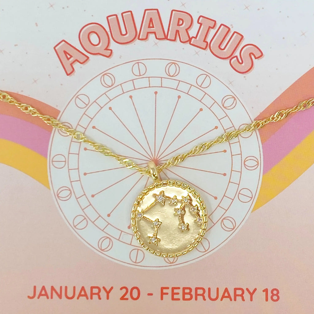 Zodiac Constellation Necklace | Gold-Plated Astrology Pendant | All 12 Signs Available | Celestial Jewelry