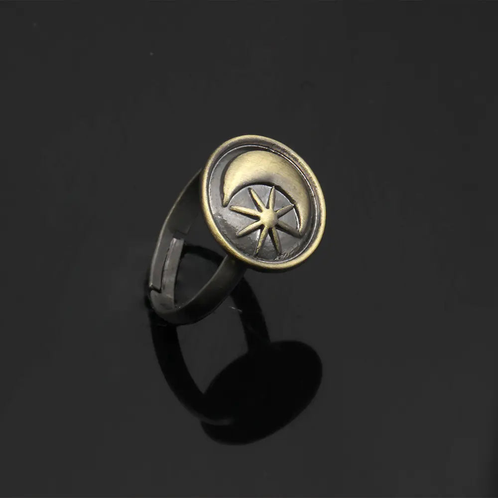 Vintage Bronze Star and Moon Ring