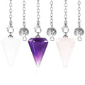 Crystal Pendulum Trio — Amethyst, Rose Quartz & Clear Quartz Healing Gemstone Set