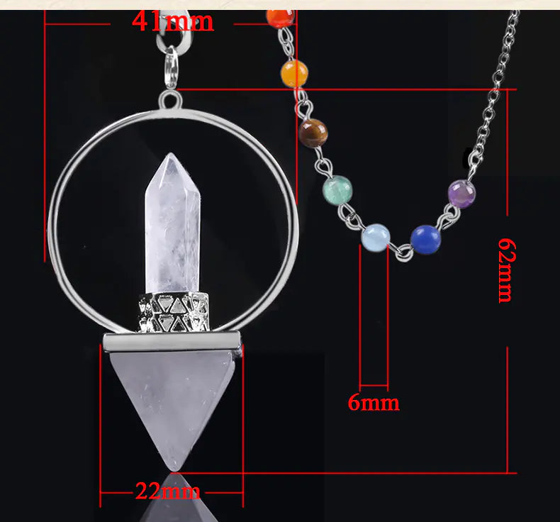 Obsidian Crystal Dowsing Pendulum | 7 Chakra Beaded Chain | Divination & Energy Healing Tool