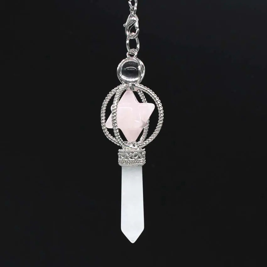 Rotating Merkaba Crystal Pendant | Sacred Geometry Energy Necklace | Natural Gemstone Healing Jewelry
