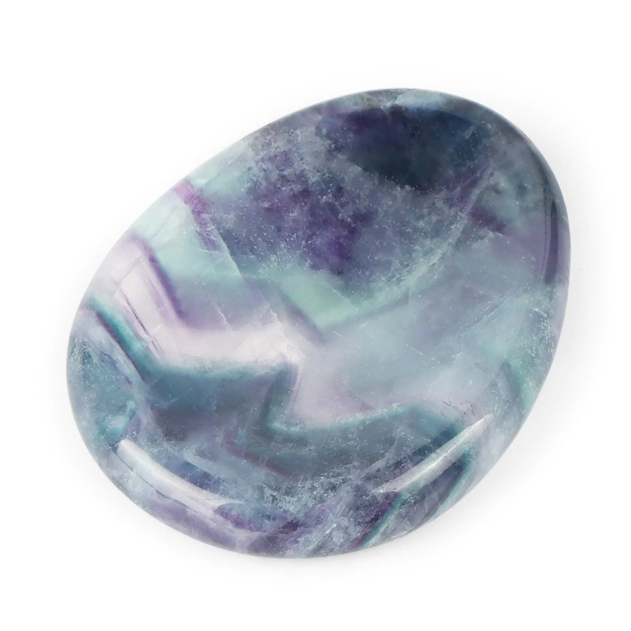 Artistone Rainbow Fluorite Crystal Chakra Thumb Worry Stone Teardrop Reiki Healing Stone Pocket Palm Stones for Anxiety Stress Relief Meditation Therapy Geometry Home Decorations